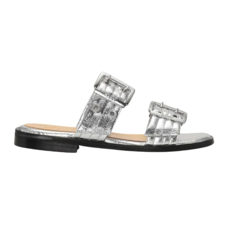 GANNI Feminine Buckle Two Strap Sandals NEW